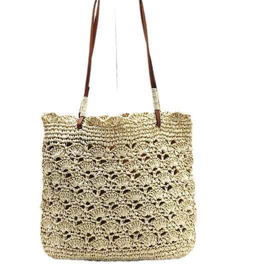 New fan crocheted bag women's woven straw bag shoulder large woven bag