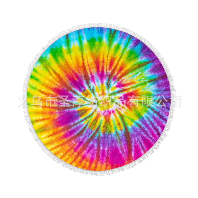 Toalla de playa de fibra redonda Toalla de baño imprimible logotipo patrón playa fitness Toalla de playa deshilachada