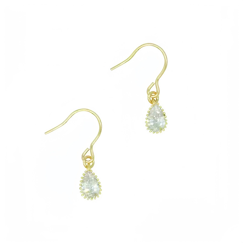 S925 plata esterlina chapada en oro 14K gota de agua clásica pendientes de diamante único estilo femenino universal nicho diseño de alta sensación gancho de orejas