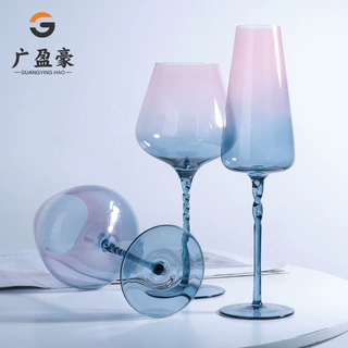 家用新款星澜扭挺红酒杯套装水晶玻璃创意彩色高脚葡萄酒杯香槟杯