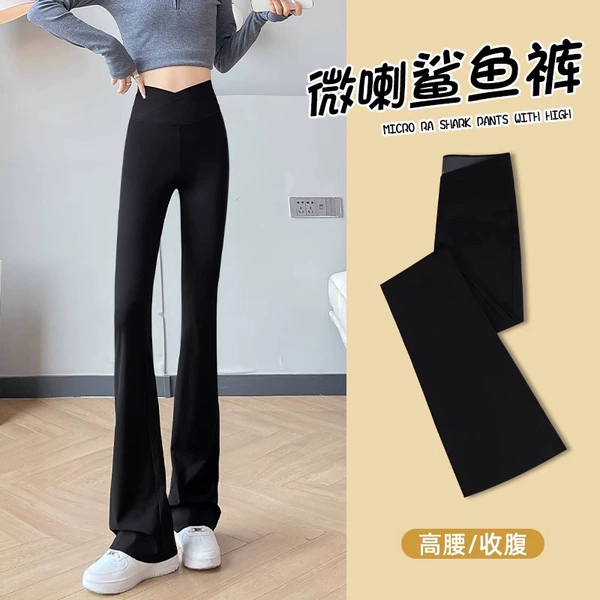 Cross waist [black] bootcut pants