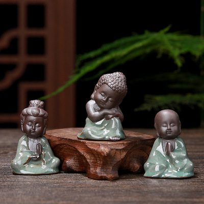 花宠盆景配件鱼缸造景茶宠佛像小如来摆件跨境小和尚车载汽车饰品
