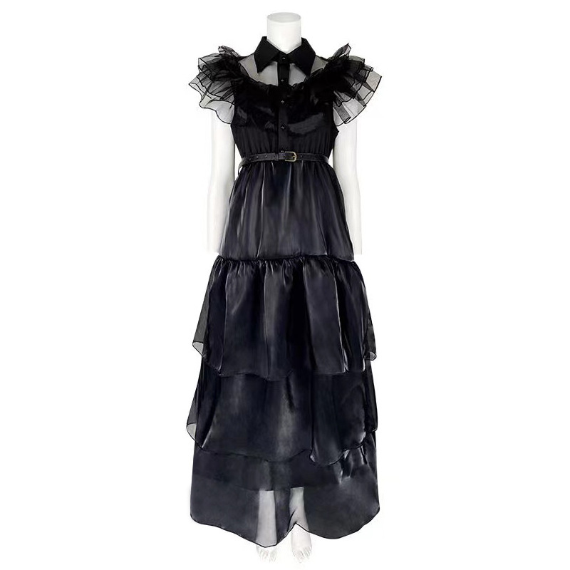 Disfraces de Halloween 2024 S-XL Vestido de tul de miércoles Disfraz de cosplay de la familia Addams Disfraz de actuación de Halloween estilo punk