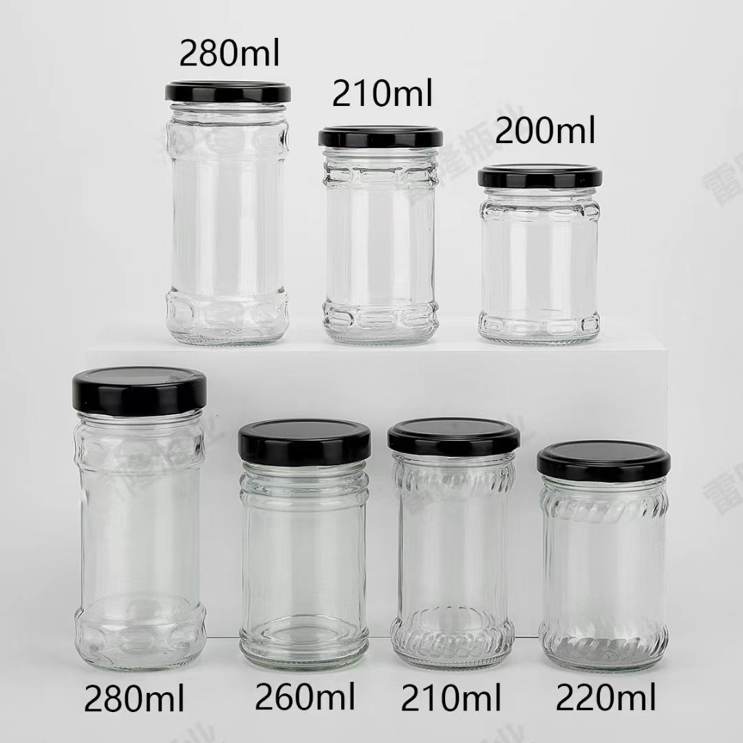 200g老干妈玻璃瓶花边酱菜瓶220毫升茶树菇瓶麻辣酱瓶牛肉酱瓶