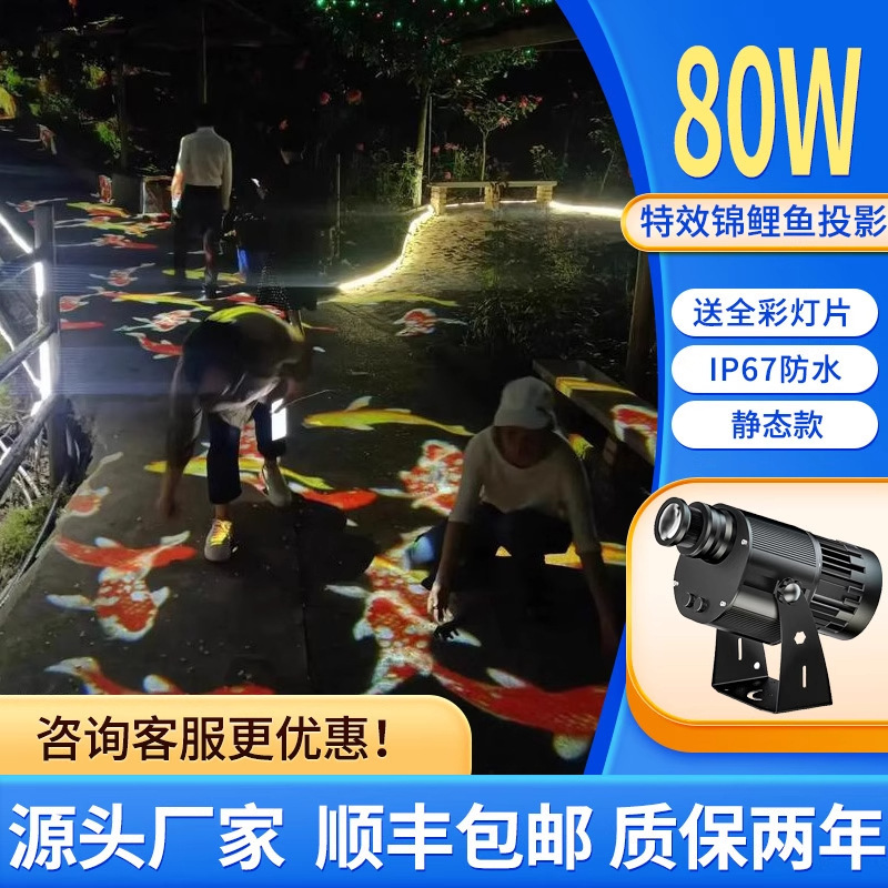 3Dダイナミック特殊効果鯉魚投影ランプ屋外照明公園インターネット有名人の景勝地の地面パターン雰囲気スポットライト|undefined