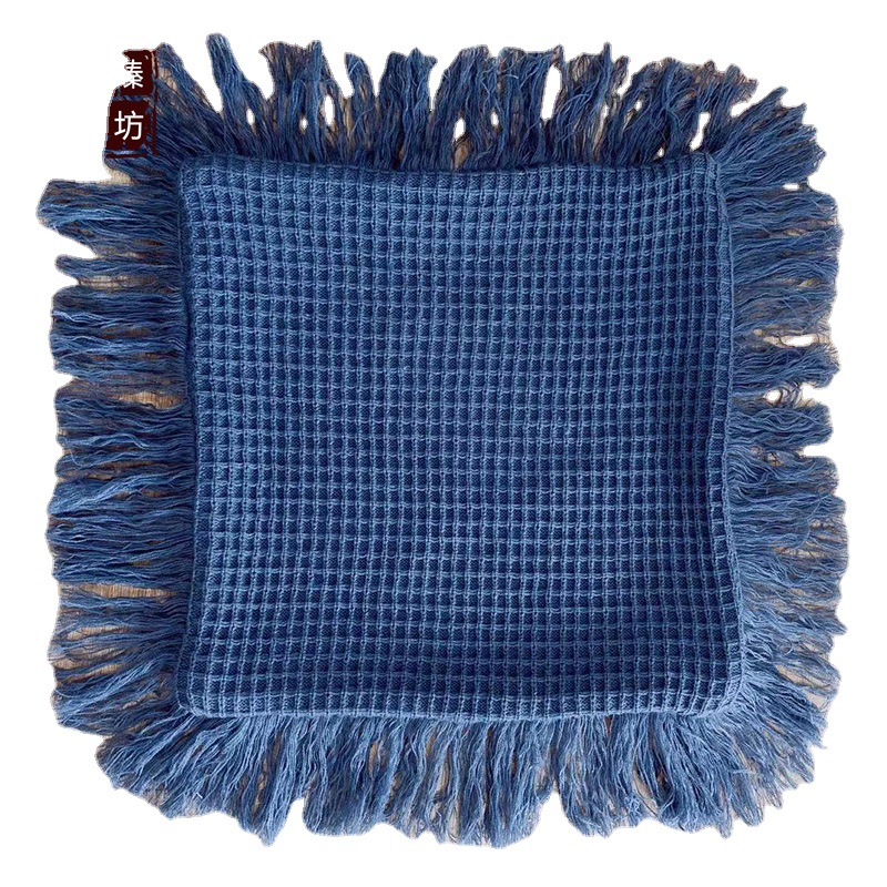 慕格 华夫格针织流苏抱枕 汽车沙发靠垫 家居软装配饰 拍照道具