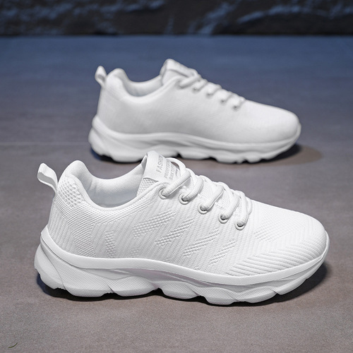 Leisure white women's shoes 2025 spring breathable mesh running shoes lightweight soft sole comfortable sports shoes