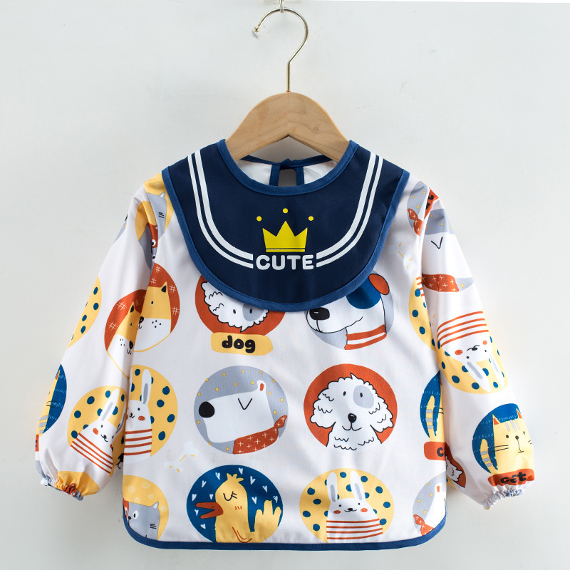 Mono para niños impermeable de manga larga anti-vestirse bebé comiendo ropa delantal bebé mono de bebé babero ropa de protección