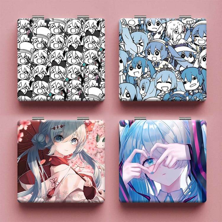 Hatsune small mirror, cute student room/dormitory portable makeup mirror, girly foldable compact mirror for touch-ups