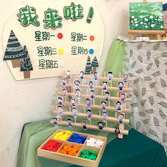 幼儿园家长会签到台布置环创教室装饰晨检自主打卡小班木工我来啦