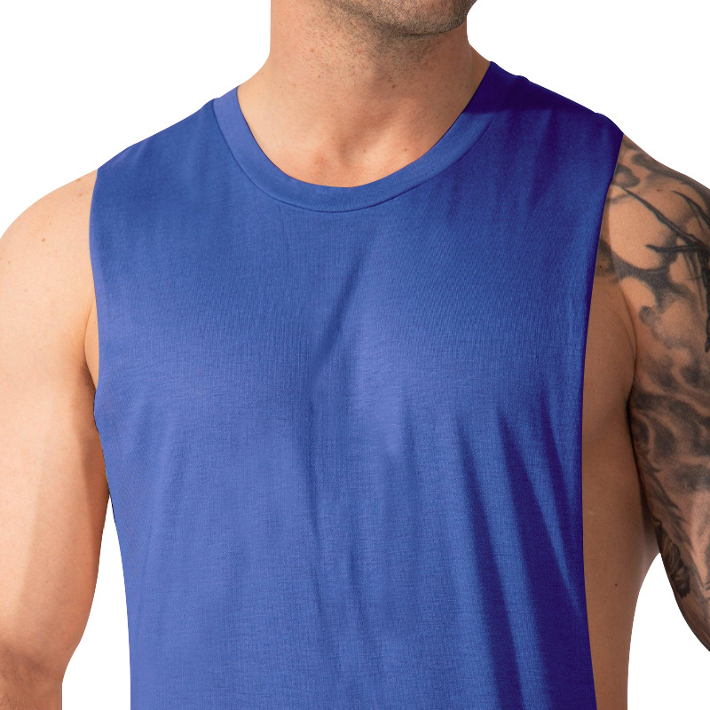 210g Weight Sleeveless Sleeve Length Cotton Blend, Polyester Fabric Type Regular Top Length Racerback Tank Tops Tops Type Casual Occasion Round Neck Neckline Loose Fit Type Solid Color Pattern Summer Season Men's Gender Simple Style Style Wholesale Men's Simple Style Solid Color Sleeveless Men's Tops 5