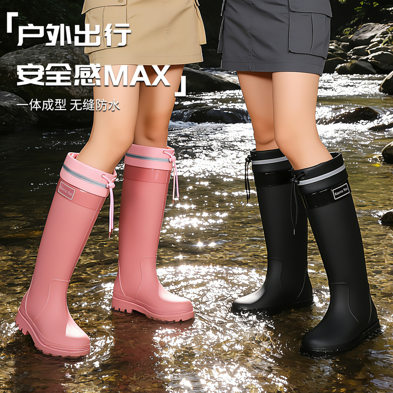 Fashionable High-Top Rain Boots for Women, Adult Waterproof Non-Slip Outdoor Snow Boots, Popular Cross-Border Export Item