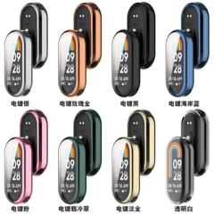 新しいXiaomi Mi Band 8/9/10に適した電気メッキソフトプラスチック保護ケース、完全保護TPUケース