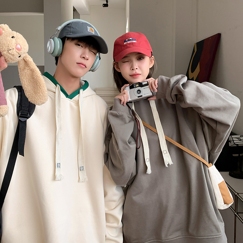 Maglione base sportivo sciolto di marca alla moda 2023 autunno/inverno per giovani coppie con cappuccio_voghion.com