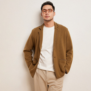 Autumn and Winter Thickened Business Casual Men's Knitted Suit Two Buckle 100 Cashmere Fashion All-match Cardigan Jacket