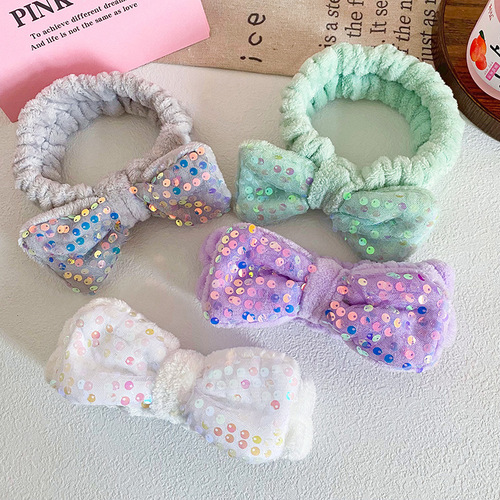 Korean style new bow sequin headband ladies face wash SPA sports internet celebrity fashion hair accessories wholesale