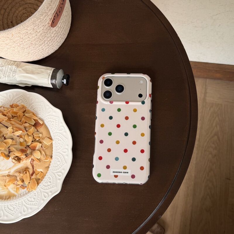 Fashionable Brand Half-Pack Double-Layer Colorful Polka Dot Series Suitable for Apple Iphone17Promax Mobile Phone Case Anti-Fall 16