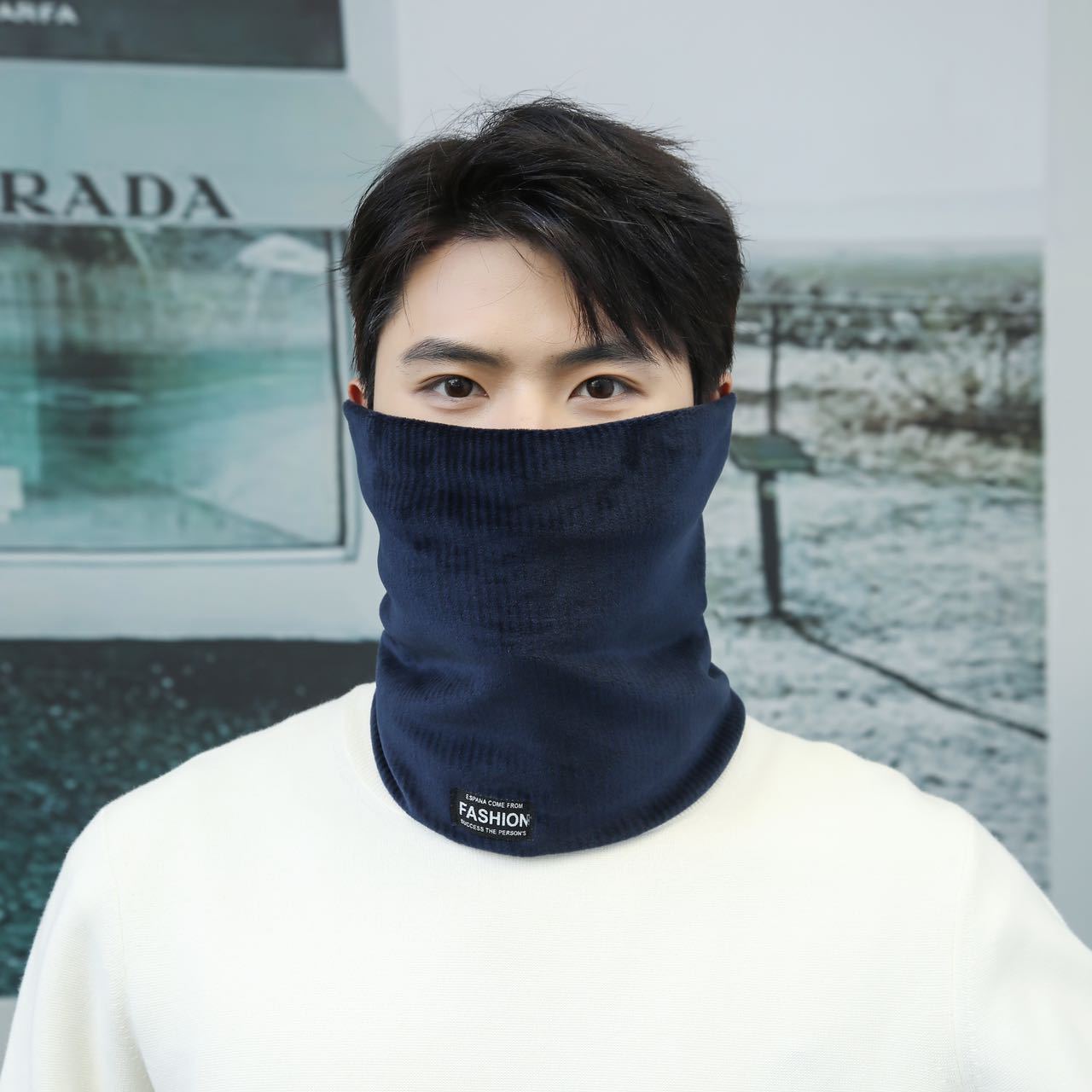 Men's Winter Warm Thickened Scarf Outdoor Skiing and Cycling Mask Windproof and Cold-Proof Ear-Hanging Neck Cover for Women