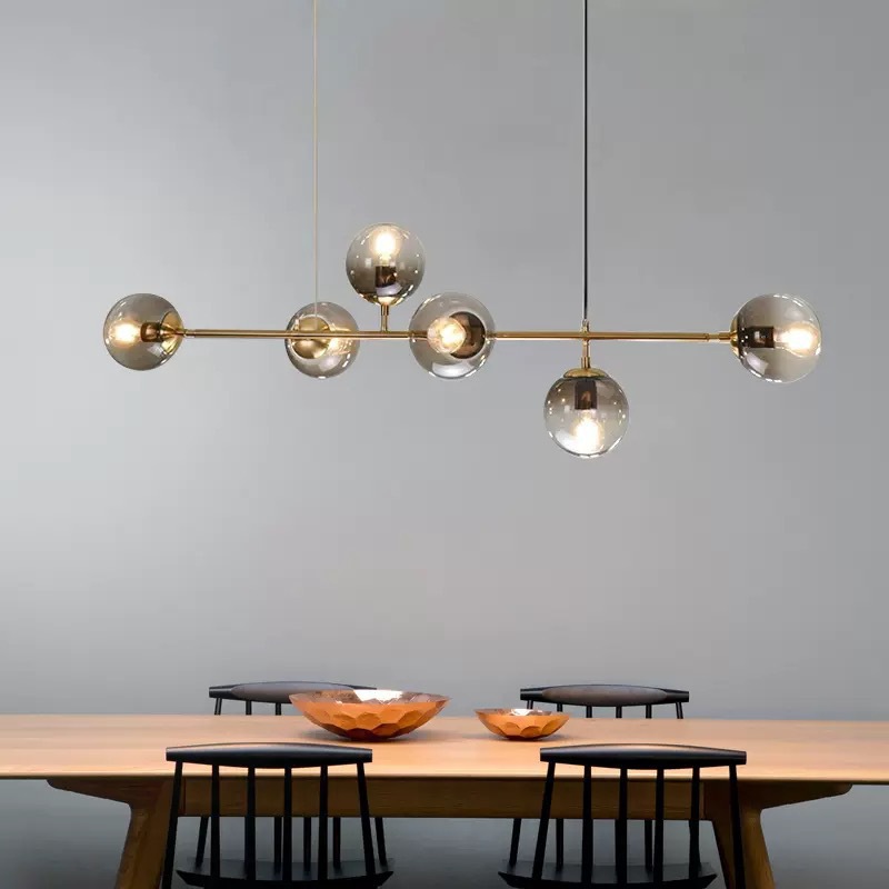 Lámpara del restaurante nórdica postmoderna simple de luces de frijoles mágicos de moda creativa red de comedor LED barra de luz larga