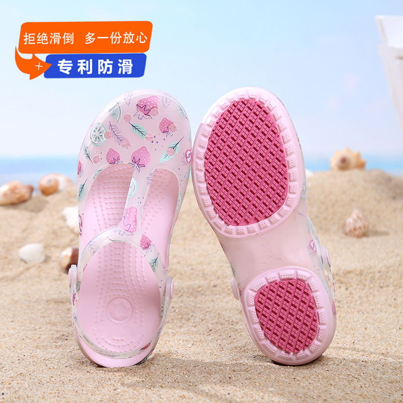 Jdov Nurse Clogs for Women, Closed-Toe Sandals for Pregnant Women, Summer Non-Slip Thick-Soled Jelly Beach Shoes, Slippers with Bow