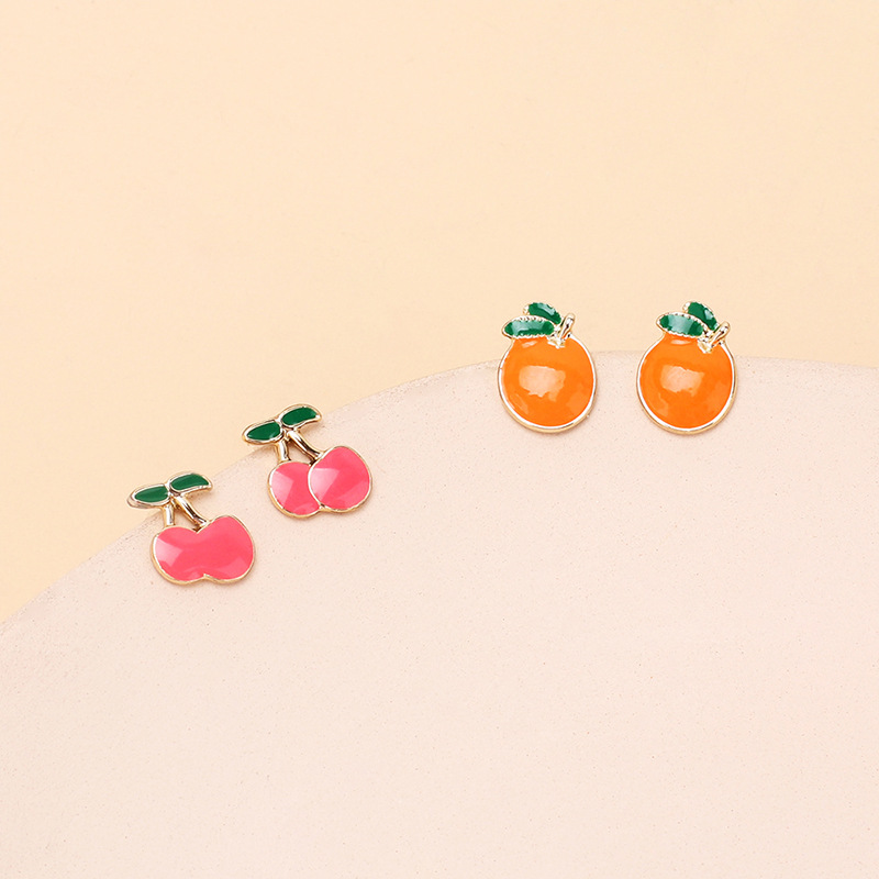 Cute Drop Oil Fruit Earring Set Wholesale Jewelry Nihaojewelry display picture 7