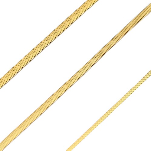 Titanium steel blade chain necklace electroplated 18K gold snake bone chain personalized versatile jewelry bare chain accessories DIY wholesale