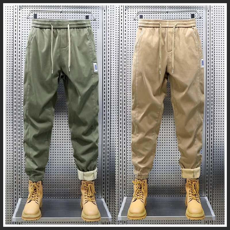 New Autumn and Winter Casual Pants for Men, Thickeneded Velvet, Loose Cuff Pants, Winter Heavyweight Velvet Warm Simple Harem Pants