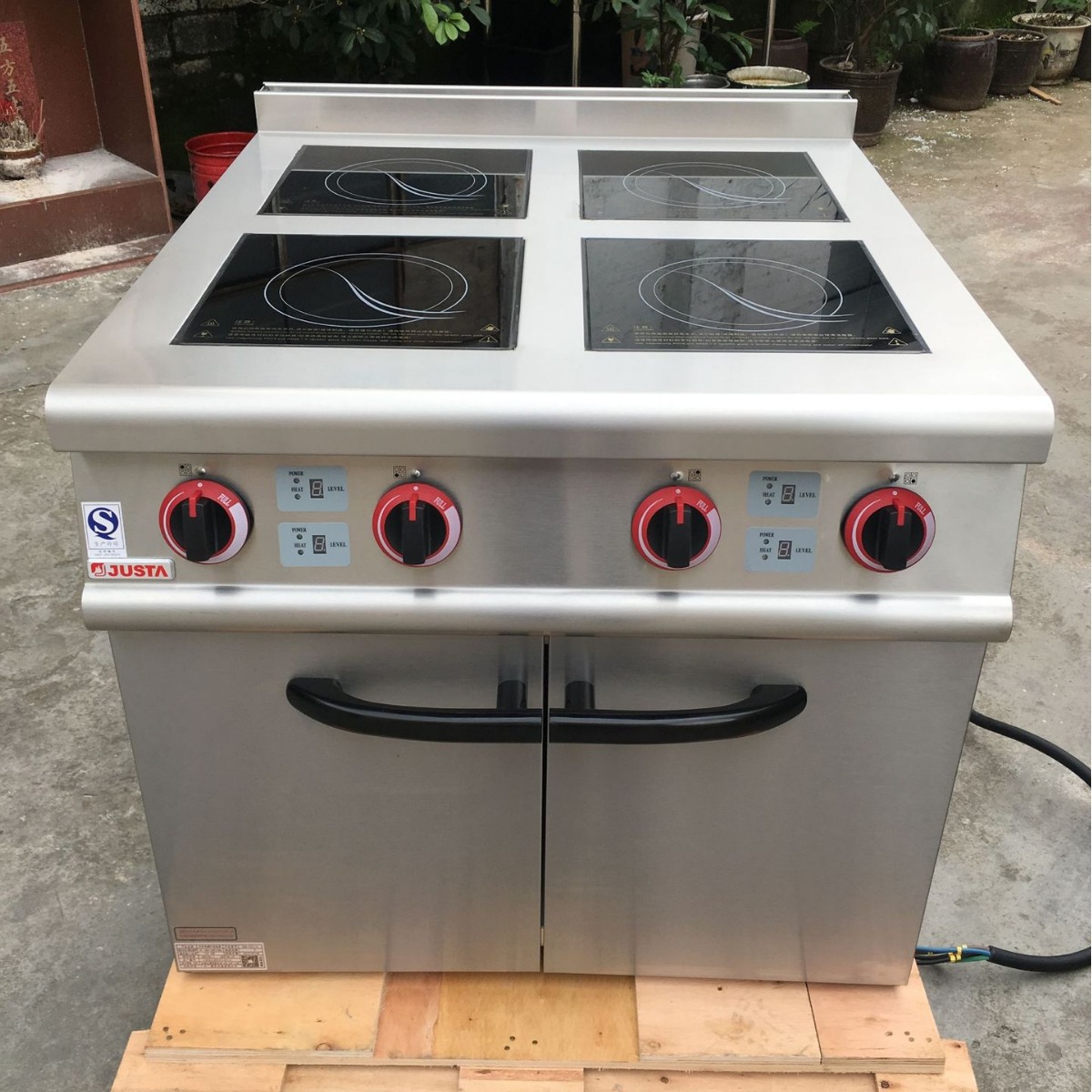 佳斯特JUSTA四眼立式大功率不锈钢节能多功能厨房专用商用电磁炉