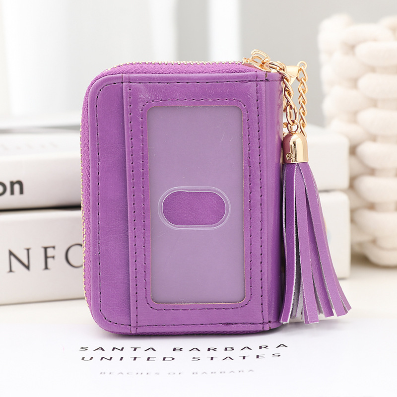 Exquisite Women's Tassel Short Wallet Organ Multi-card Bags New Double-layer Small Zipper Change Clutch