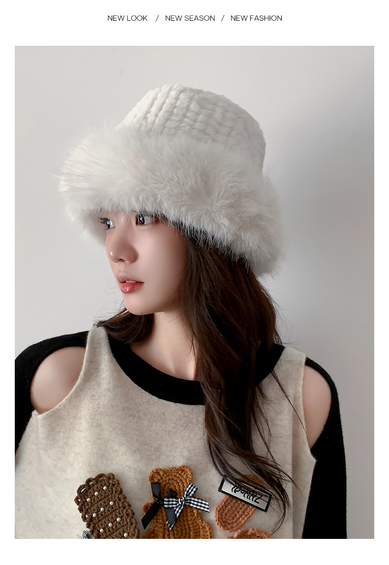 Καπέλο Fox Furry Furry για γυναίκες τον χειμώνα στην κορεατική έκδοση, μικρό πρόσωπο, χοντρό και ζεστό καπέλο ψαρά, μεγάλη περιφέρεια κεφαλιού, κρύο-ανθεκτικό καπέλο νιπτήρα_voghion.com