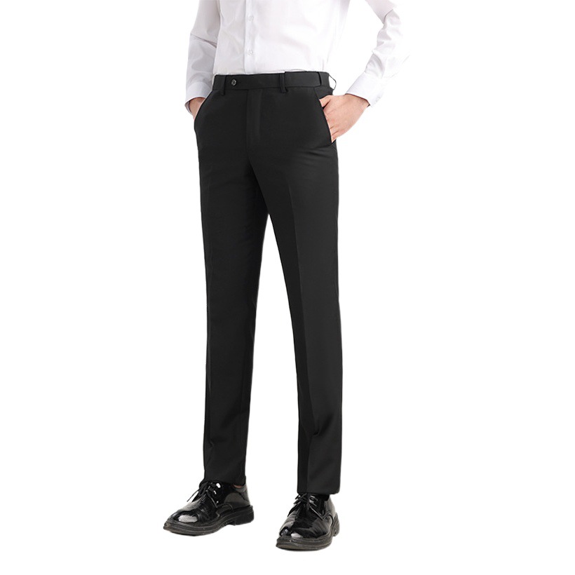 Pantalones de traje para hombre, pantalones de vestir profesionales para hombre, pantalones de negocios para hombre, pantalones negros de cintura media-alta y pierna recta, estilo de negocios ligero image 1