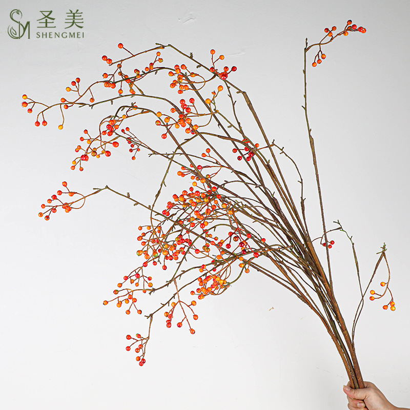 시뮬레이션 단일 생강 나무 과일 펄프 나무 과일 긴 지점 과일 덩굴 꽃 예술 꽃꽂이 가지 소재 소품 말린 꽃 꽃 꽃 꽃 예술 장식