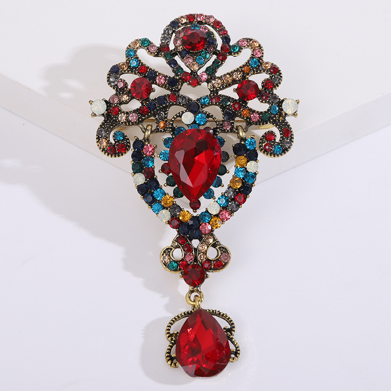 Broche de pingente com strass retrô criativo para comércio exterior transfronteiriço europeu e americano, corsage feminino de alta qualidade._voghion.com