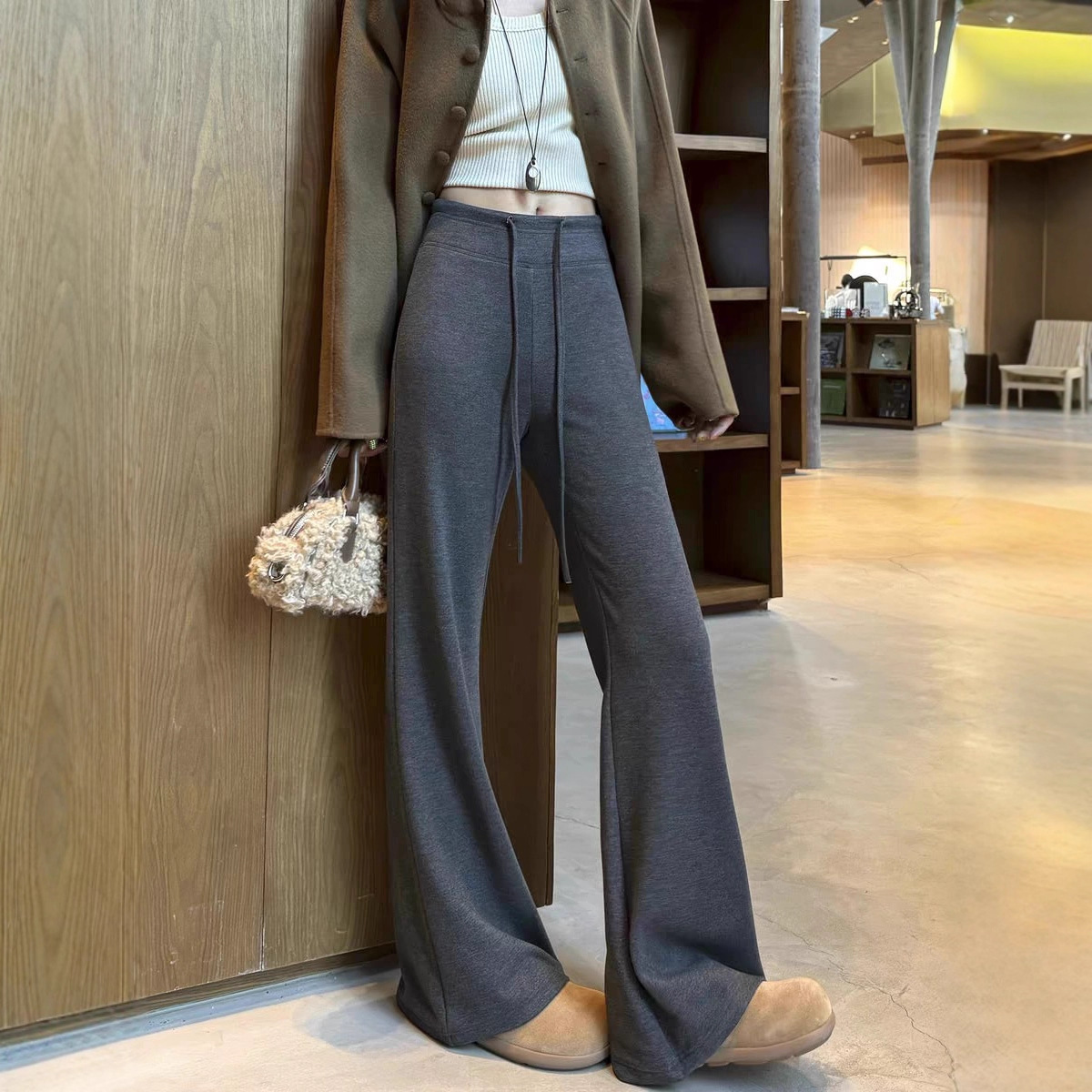 婴儿绒P8288抽绳微喇羊绒休闲裤长102-仅供货经销商不退换