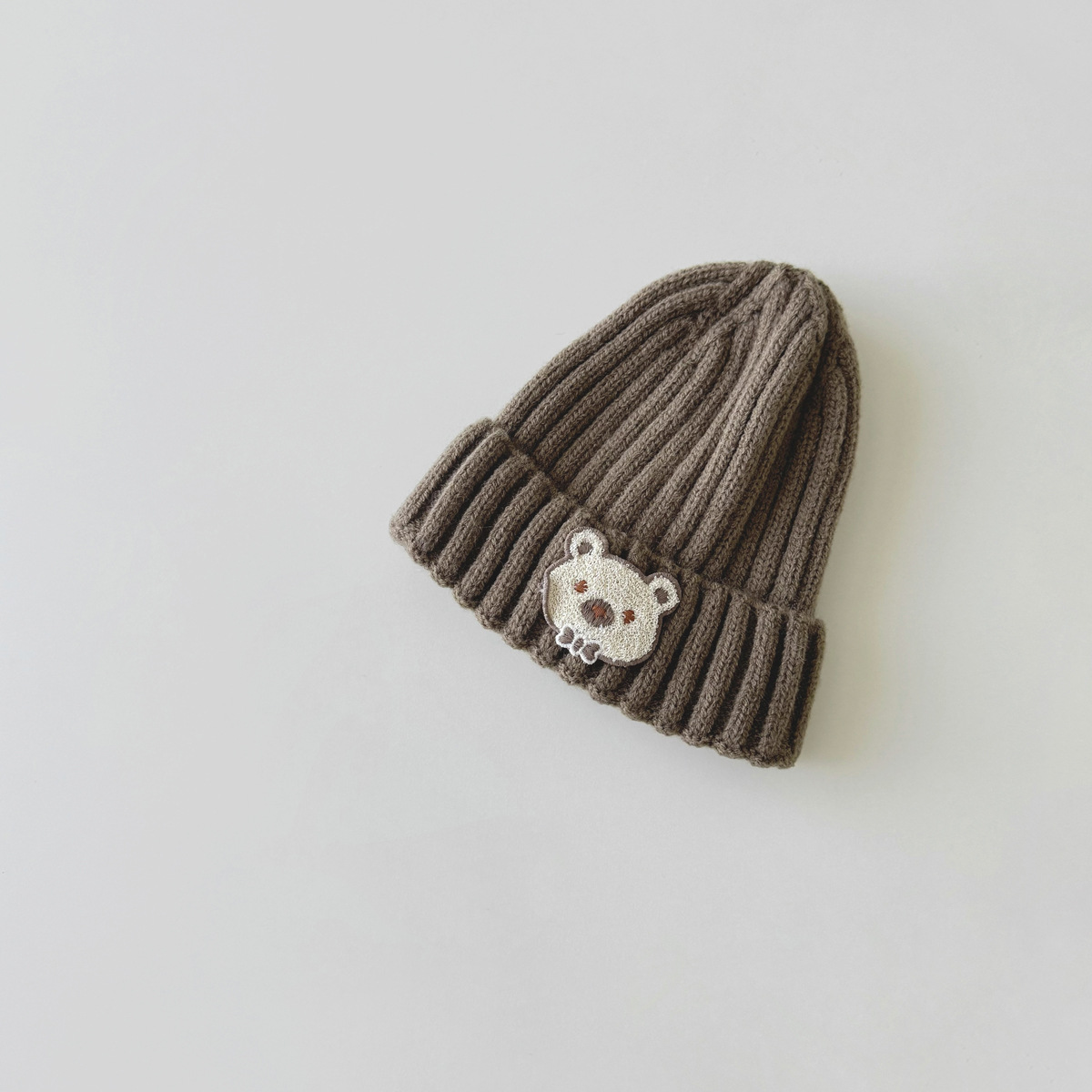 Gorro de bebé unisex Gorro de lana de punto para niños con cáscara de melón y oso lindo_voghion.com