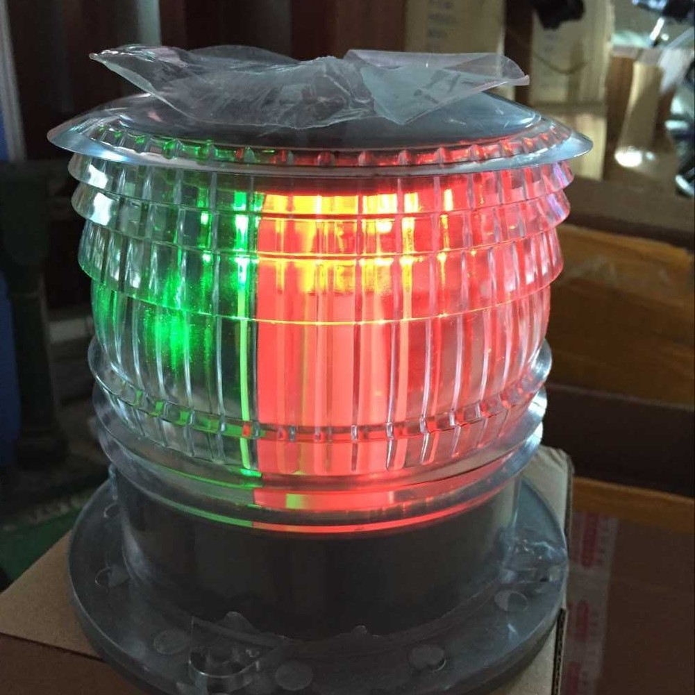 双色灯太阳能游艇航标灯 红绿白三色灯 可红绿白旋转船舶三色灯