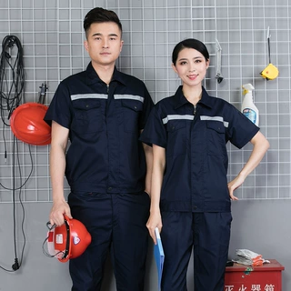 夏季薄款短袖工作服男女套装上衣夏天透气车间工装劳保服耐磨耐脏