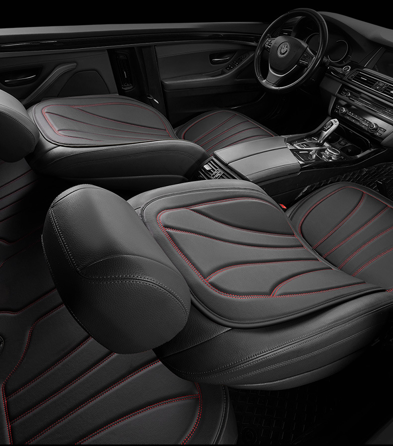 Car Cushion Four Seasons Universal Small Waist Fashion Square Cushion Mercedes-Benz Pattern PVC Simulation Leather Full Envelope Cushion