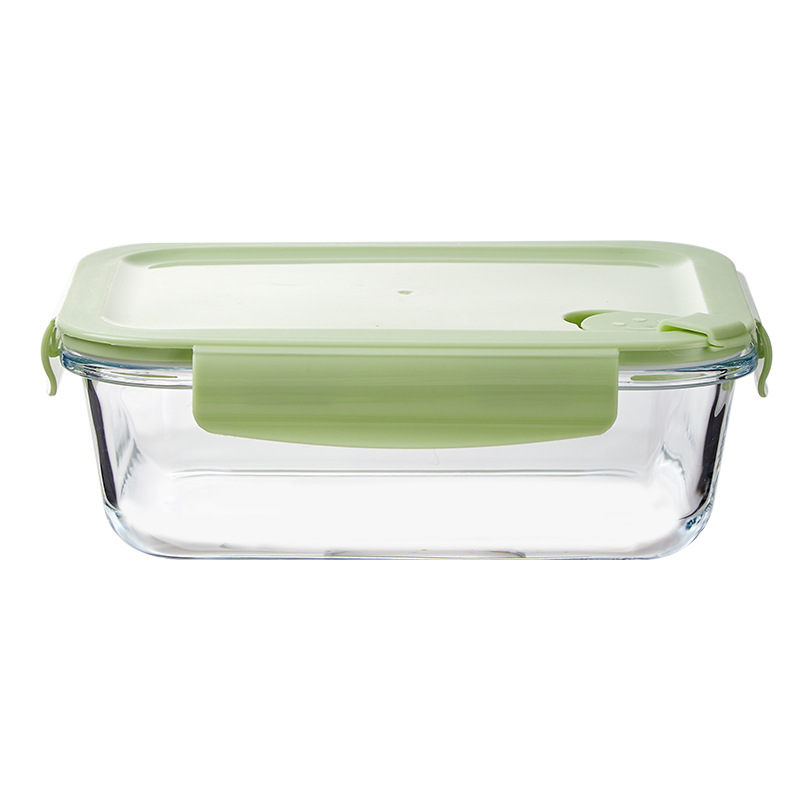 Fábrica directa caja de almacenamiento de vidrio calentamiento de microondas caja de comedor resistente a altas temperaturas cubiertos oficina caja de almuerzo