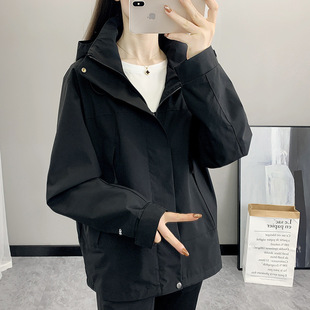 Jacket Women's Lazy Style Maillard Autum Outer Wear Outdoor Three-Proof Windbreaker Women's Tops Jacket Women's Spring and Autum Style