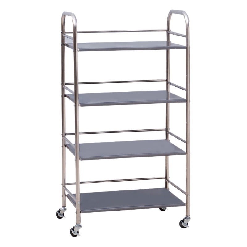 Commercial Stainless Steel Dining Car Hot Pot Shop Vegetable Rack Kitchen Mobile Trolley Storage Rack Beauty Cupping Fence
