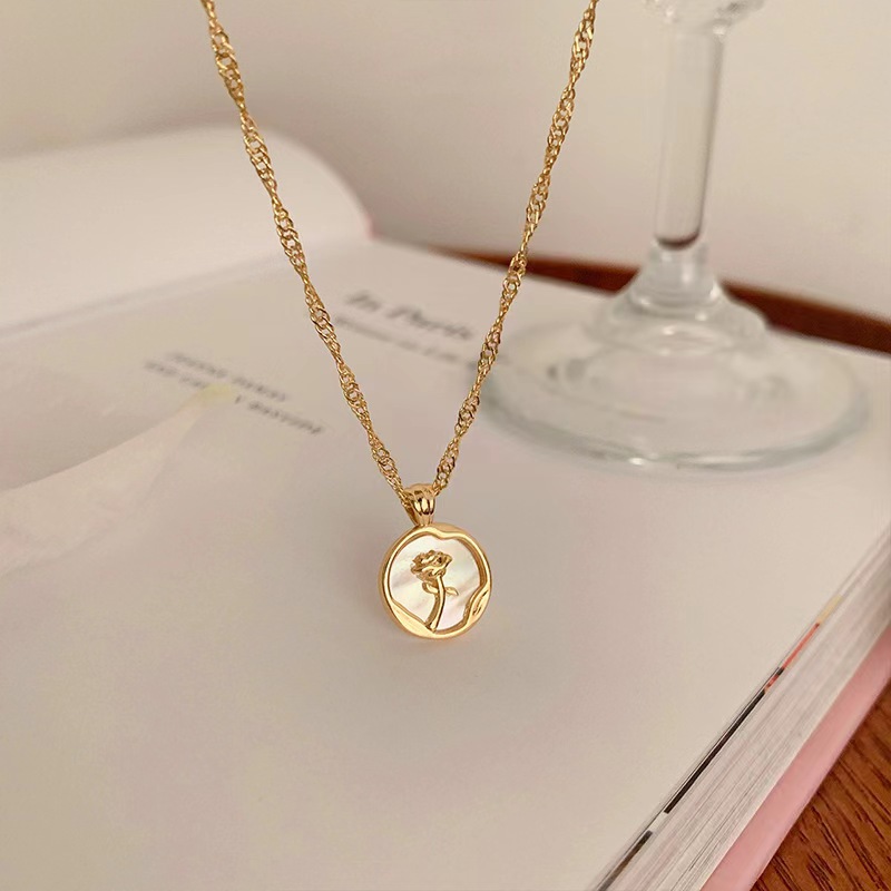 Women's Gender Titanium Steel Simple Style Commute Inlay Color Block Zircon Pendant Necklace