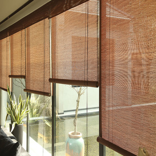 ∴ Custom Bamboo Curtain Curtain Roller Shutter Shading Shading Balcony Tea Room Study Office Hotel Homestay Japanese Bamboo