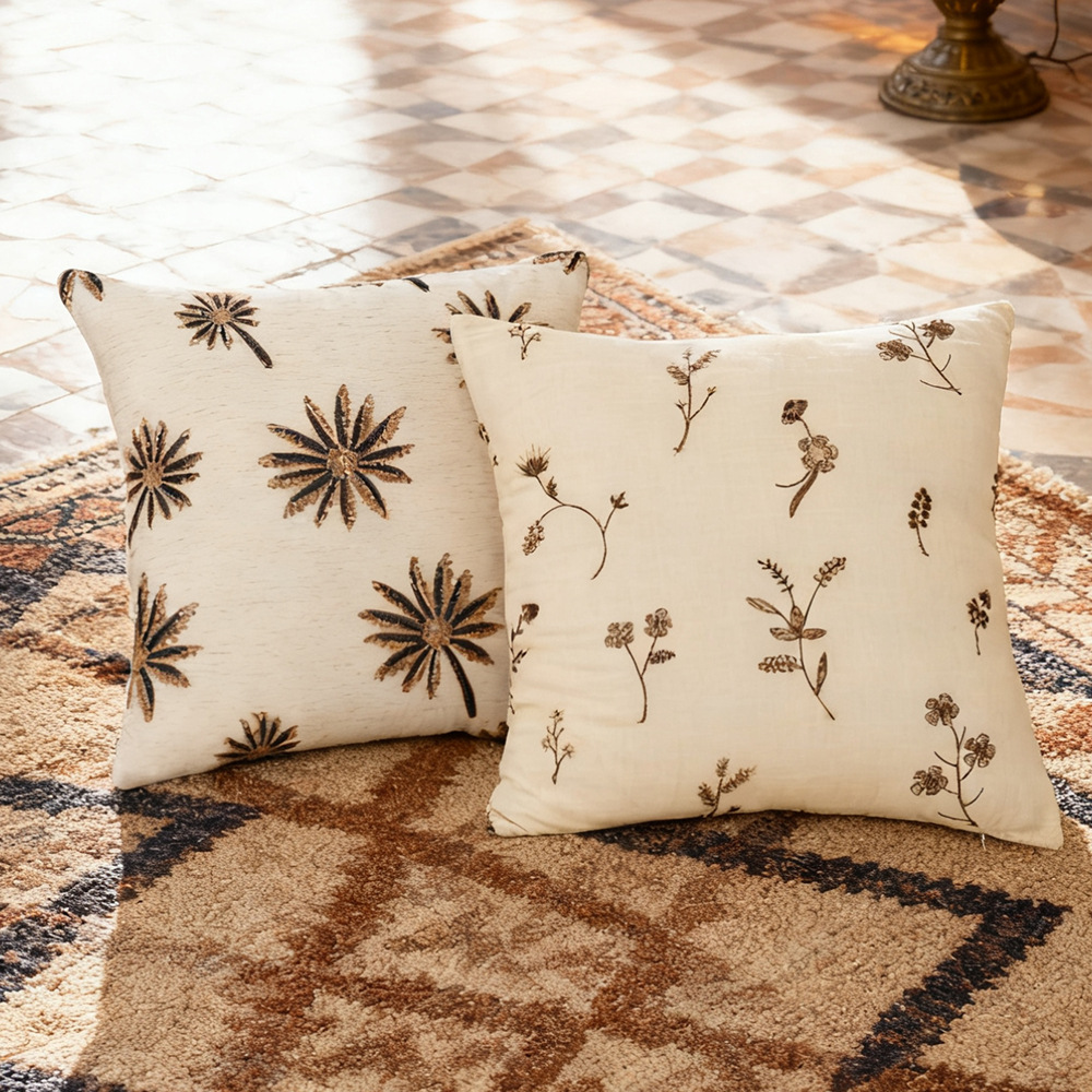 Cross-border nórdico ins almohada bordada floral bohemia retro sala de estar sofá dormitorio cojín de fiesta diaria
