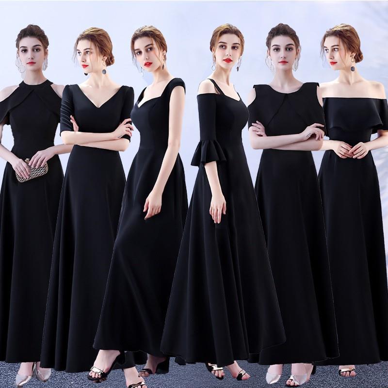 Banquet Dress 2026 New Slim-Fit Party Host Long Dress Black Evening Dress Bridesmaid Dress
