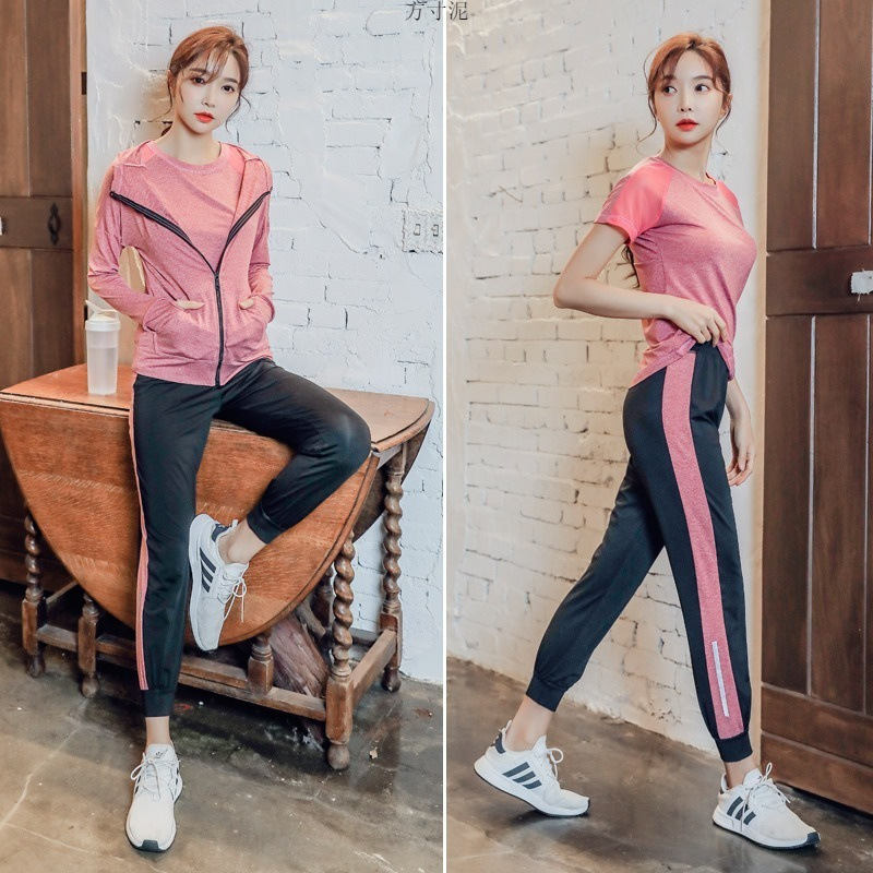 러닝슈트 여성용 모닝 러닝슈트 가을과 겨울 야외 피트니스 의류 속건성 느슨한 체육관 스포츠 슈트 여성