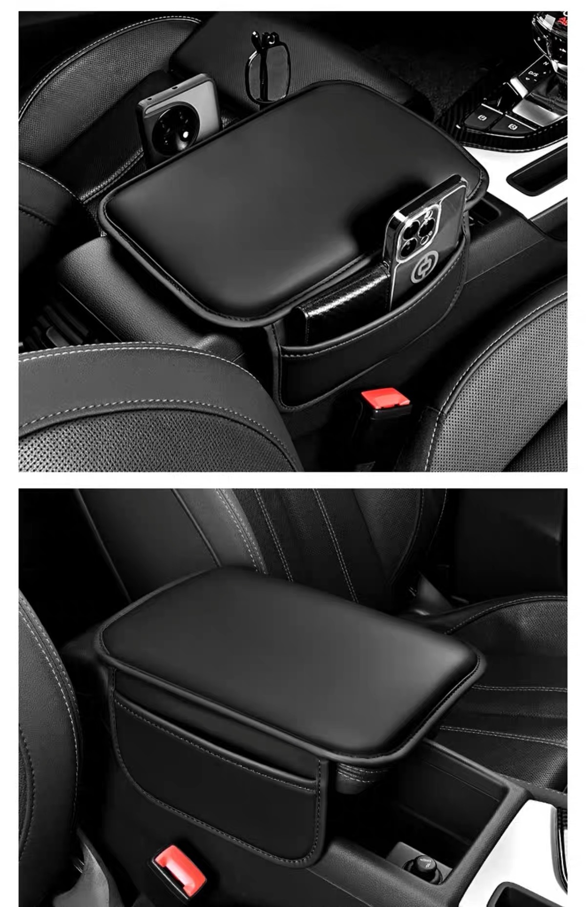 Car armrest box pad, leather storage bag, raised sponge, central elbow pad, in-car storage pocket, a popular product for cross-border sales