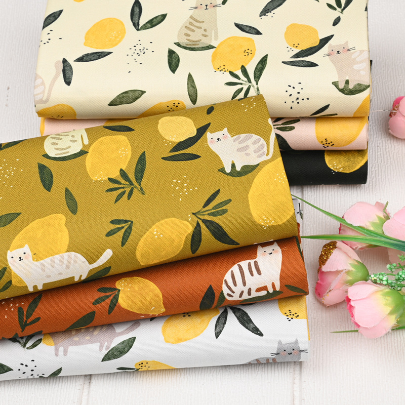 Design thin canvas scandinavian style lemon cat print handmade DIY…