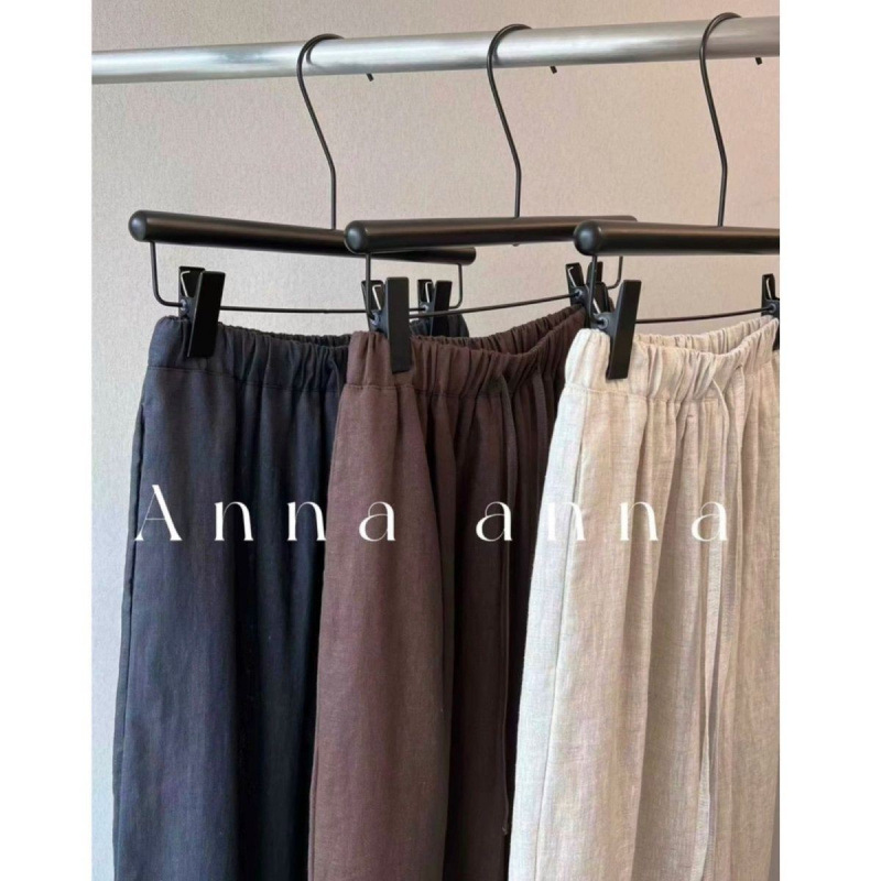 High-Waisted Linen Brown Coffee-Colored Wide-Leg Pants, Summer Lightweight Niche Style, Loose and Slimming