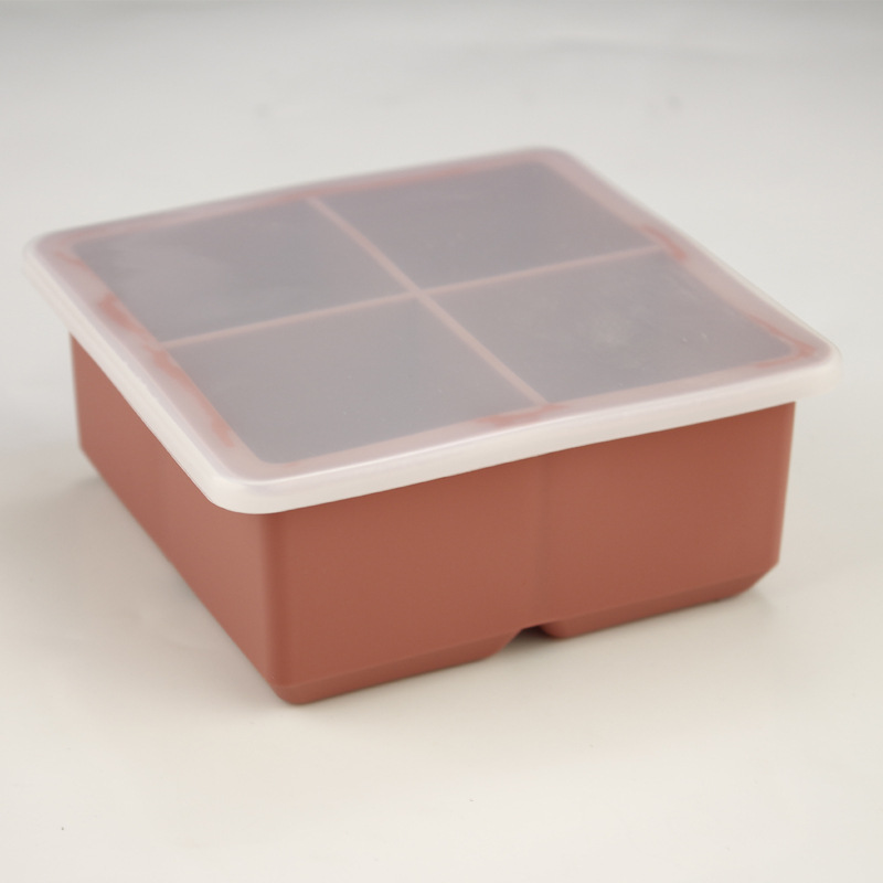 Dark red 4-piece ice tray-with lid